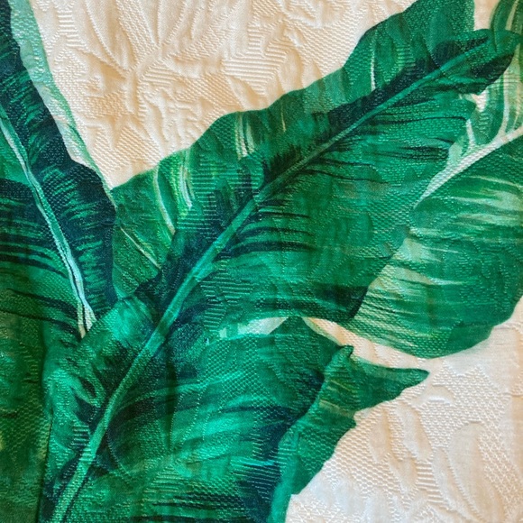 SOLD💕DOLCE & GABANNA White Green Damask Banana Leaf Sleeveless A Line Dress - Picture 5 of 13